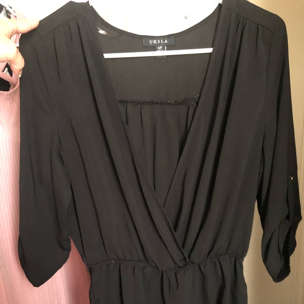 Long sleeve open front romper w shorts